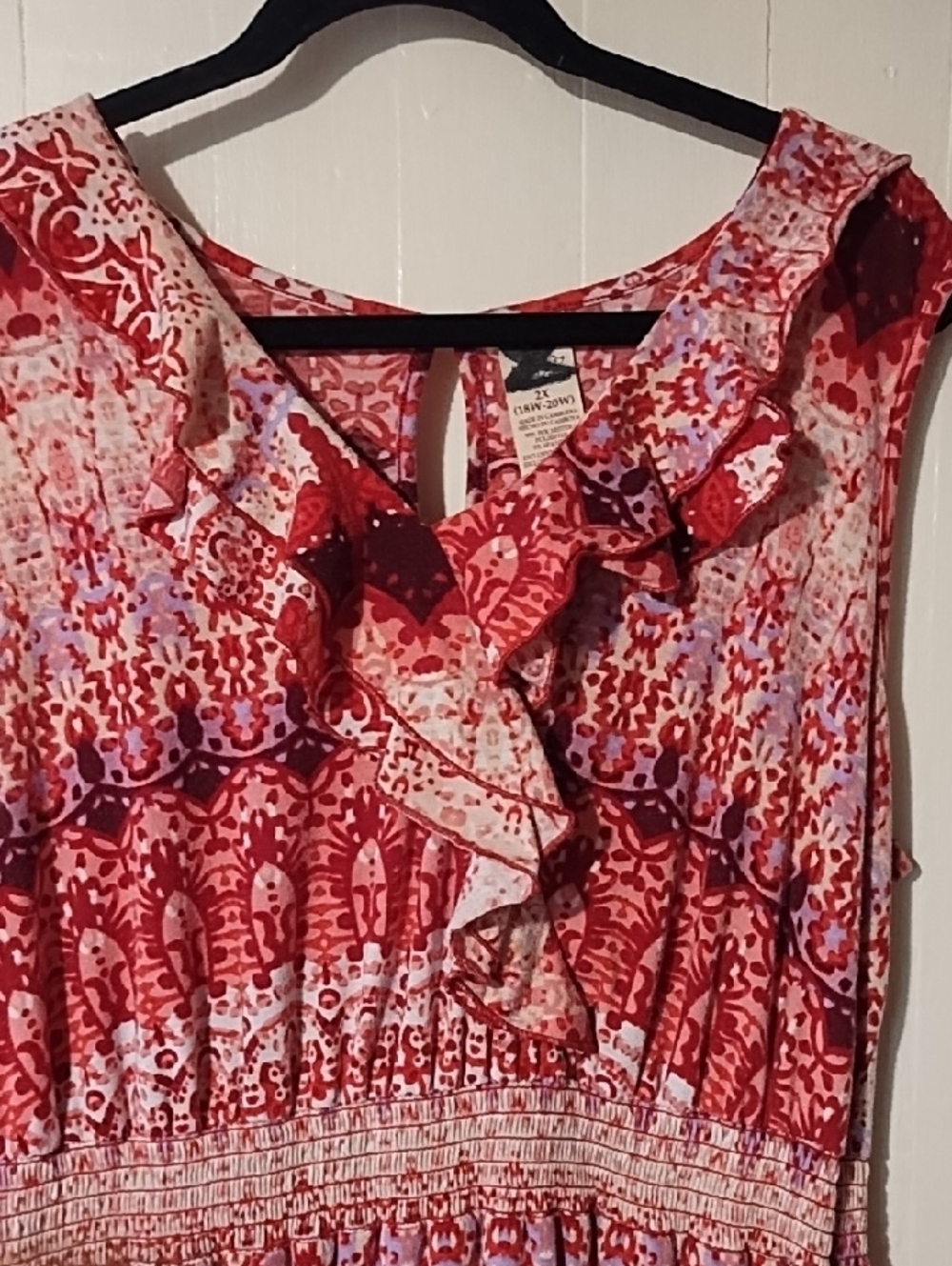 Faded Glory Red Patterned Sleeveless Maxi Dress VGC 2X. - Picture 3 of 8